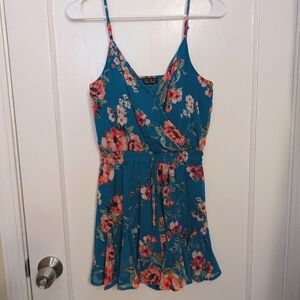 Teal Floral Romper